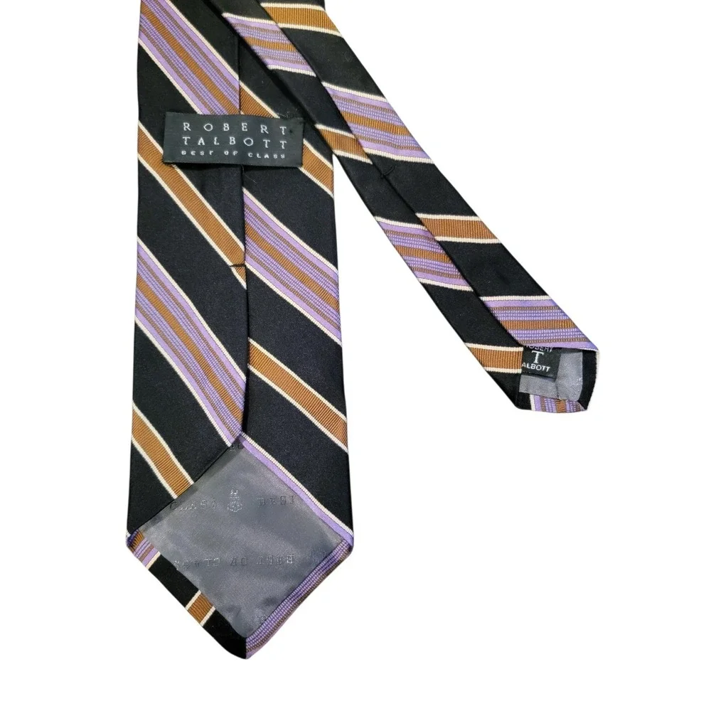 Robert Talbott Best of Class Silk Striped Tie Lavender‎ Tan Black Men 58
